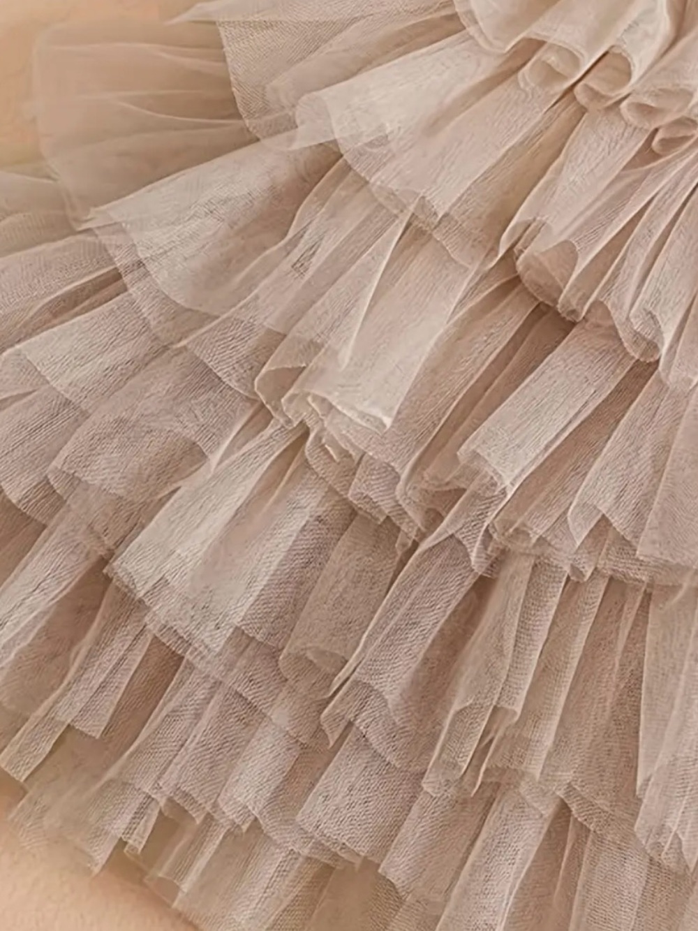 Girls Layered Tulle Party Dress in Champagne - Picture 7 of 7